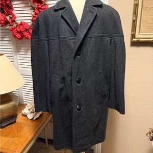 VTG Original Loden Frey Black Shetland Wool Coat size 40 Made in Western Germany